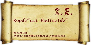 Kopácsi Radiszló névjegykártya